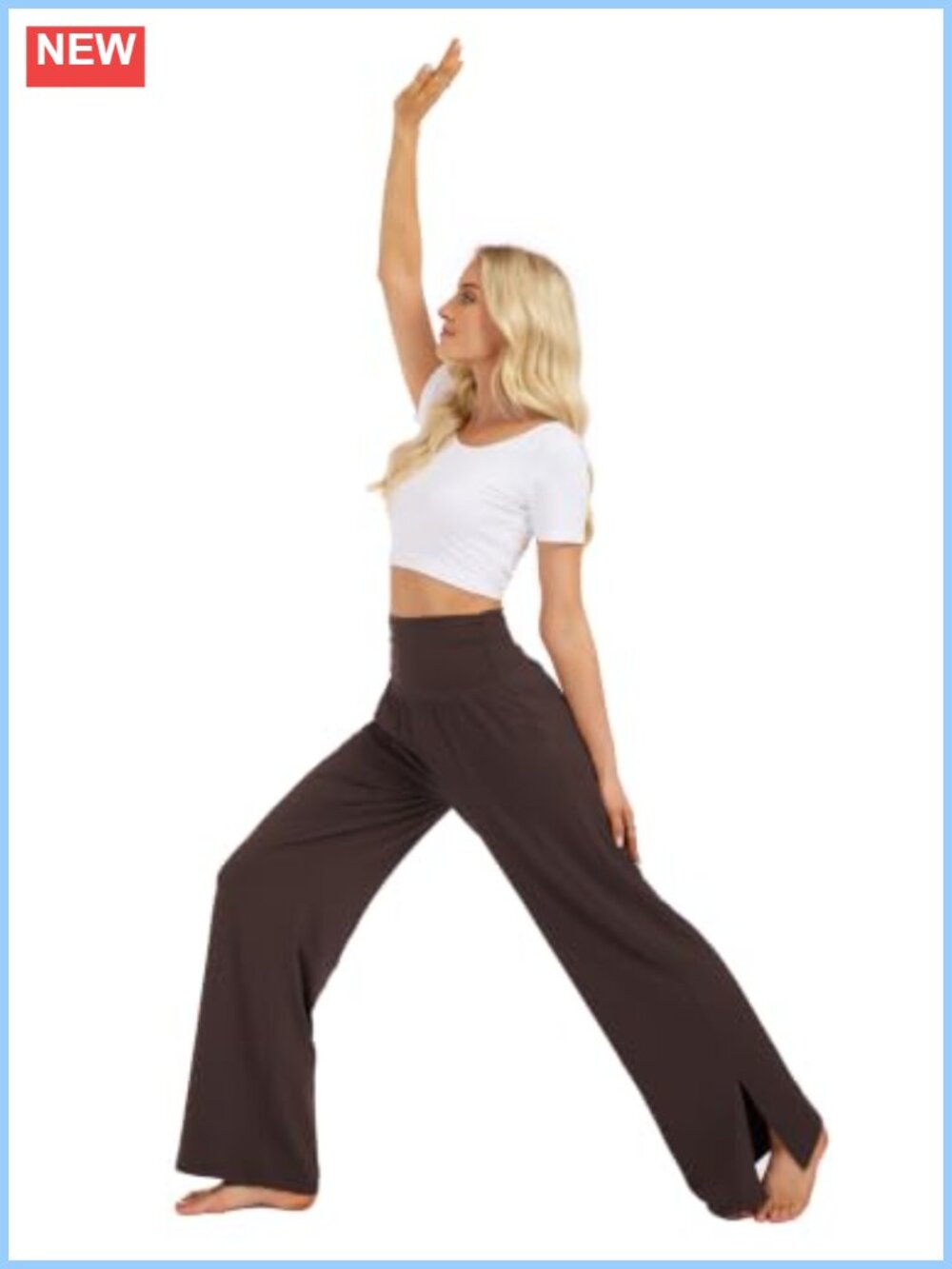 Wide Leg Lounge Pants High Waist Flowy Palazzo Trousers with Pockets - Picture 5 of 6